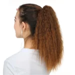 Natural Retro Short Curly Hair Clip-on Corn Blanching Horsetail Wig - Image 3