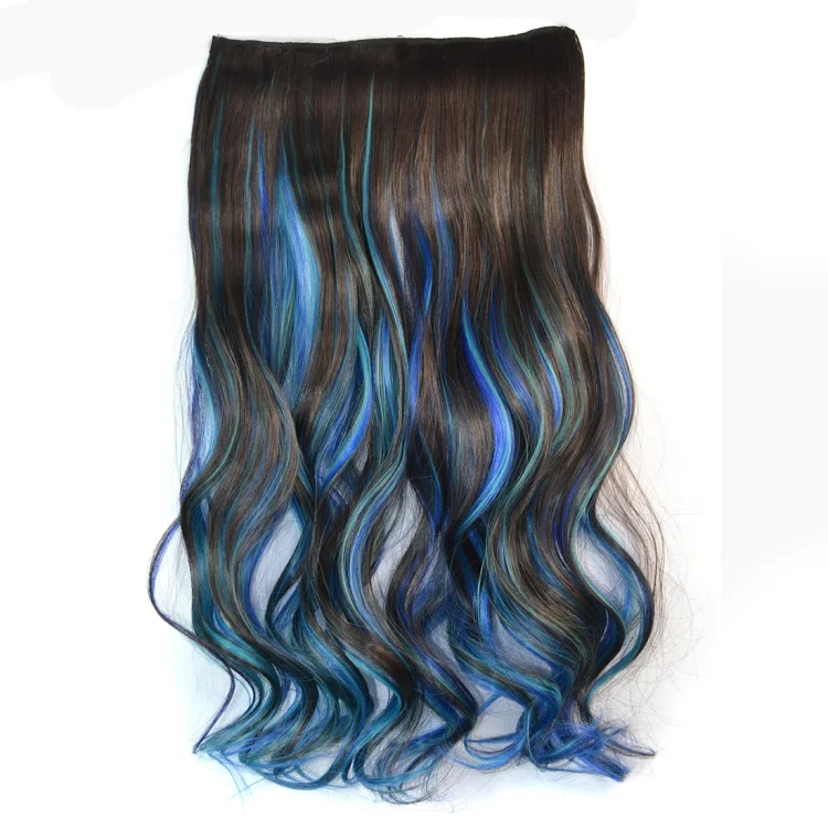 One-piece Seamless Hair Extension Piece Color Gradient Large Wave Long Curling Clip Type Hairpiece