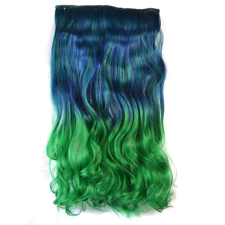 One-piece Seamless Hair Extension Piece Color Gradient Large Wave Long Curling Clip Type Hairpiece