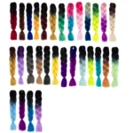Fashion Color Gradient Individual Braid Wigs Chemical Fiber Big Braids, Length: 60cm(04 Black+Red) - Image 2