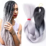 Fashion Color Gradient Individual Braid Wigs Chemical Fiber Big Braids, Length: 60cm(04 Black+Red) - Image 3
