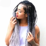 Fashion Color Gradient Individual Braid Wigs Chemical Fiber Big Braids, Length: 60cm(04 Black+Red) - Image 4