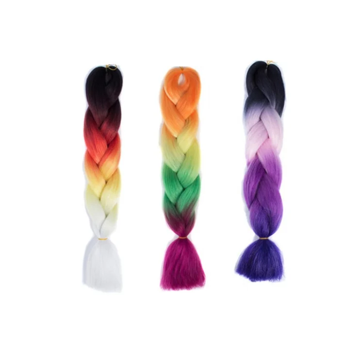 HCB3622_B1.webp Fashion Color Gradient Individual Braid Wigs Chemical Fiber Big Braids, Length: 60cm(25 Black+Red+Yellow+White) - Image 2
