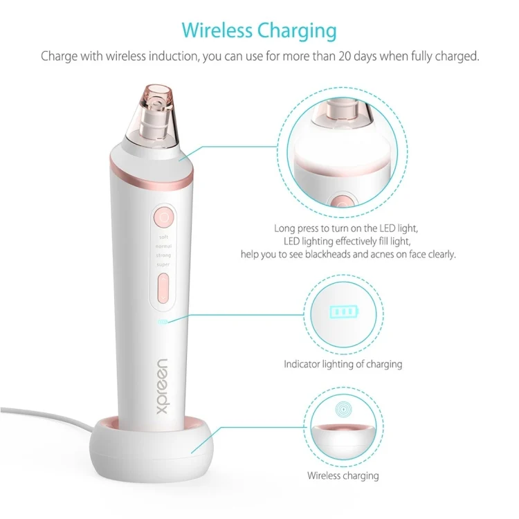 HCB8046W_4.webp XPREEN XPRE037 Wireless Charging  Multi-function Blackhead Extractor Pore Cleanser with Four Probes & LED Lighting Function - Image 5