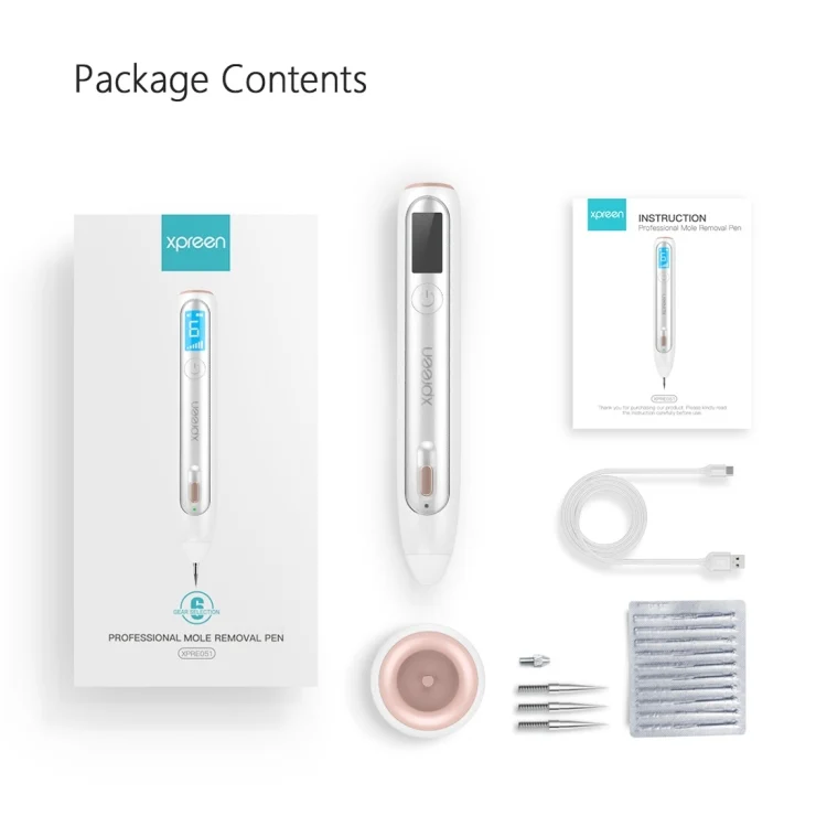 HCB8047W_9.webp XPREEN XPRE051 Professional Wireless Rechargeable Mole Freckle Dark Spots Tattoo Wart Removal Pen Skin Tag Spot Eraser Pro Beauty Sweep Spot Pen Kit With LED Screen & Spotlight - Image 10