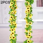 2 PCS Sunflower Artificial Flower Interior Background Wall Window Decoration, Length: 2.6m