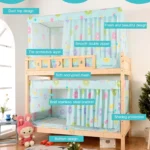 Students Dormitory Blackout Cloth Zipper Mosquito Net for 90cm Width Lower Berth (Plaid) - Image 8