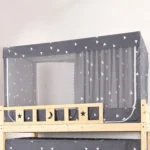 Students Dormitory Blackout Cloth Zipper Mosquito Net for 120cm Width Upper Berth (Light Blue Star)