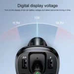 USAMS US-CC115 C21 Dual USB 3.4A Digital Display Wireless FM Car Charger - Image 7