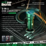 WK WP-C44 Pop Digital Series Ciahung 3-in-1 Cabled 33W Dual-USB Fast Car Charger - Image 2