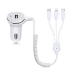 WK WP-C24 3.1A Explore The 3-in-1 Free Edition 8 Pin / Micro USB / USB-C / Type-C Data Cable + USB Car Charger