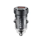 USAMS US-CC175 C35 45W Aluminum Alloy Transparent Dual USB Port Mini Car Charger