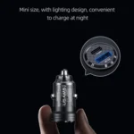 USAMS US-CC175 C35 45W Aluminum Alloy Transparent Dual USB Port Mini Car Charger - Image 4