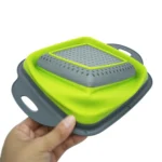 5 Sets Square Foldable Drain Basket Set Kitchen Silicone Fruit Vegetables Retractable Filter, Specification: Small + Large - Image 3