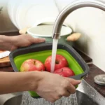 5 Sets Square Foldable Drain Basket Set Kitchen Silicone Fruit Vegetables Retractable Filter, Specification: Small + Large - Image 7