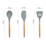13 in 1 Silicone Wood Handle Heat-resistant Cooking Cutlery Sets Kitchen Tools with Large Container - Image 5