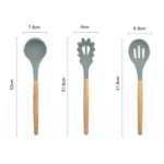 13 in 1 Silicone Wood Handle Heat-resistant Cooking Cutlery Sets Kitchen Tools with Small Container - Image 3