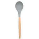 Silicone Wood Handle Round Cooking Spoon Heat-resistant Kitchen Tools - Image 2