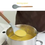 Silicone Wood Handle Round Cooking Spoon Heat-resistant Kitchen Tools - Image 4