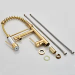 Copper Pull Type Large Spring Double Outlet Kitchen Sink Hot Cold Faucet - Image 3