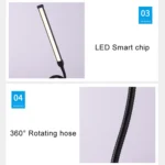 LED Desk Lamp 8W Folding Adjustable USB Charging Eye Protection Table Lamp, USB Charge Version - Image 5