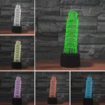 Paris Leaning Tower Shape 3D Colorful LED Vision Light Table Lamp, USB Touch Version - Image 3