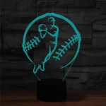 Baseball Sport Shape 3D Colorful LED Vision Light Table Lamp, Crack Touch Version - Image 2