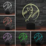 Baseball Sport Shape 3D Colorful LED Vision Light Table Lamp, Crack Touch Version - Image 3