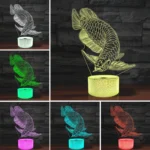 Fish Shape 3D Colorful LED Vision Light Table Lamp, USB Touch Version - Image 3
