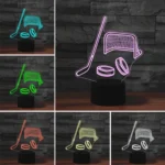 Ice Hockey Shape 3D Colorful LED Vision Light Table Lamp, USB & Battery Version - Image 3