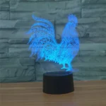 Cock Shape 3D Colorful LED Vision Light Table Lamp, USB Touch Version - Image 2