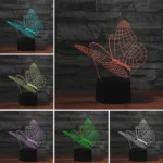 Butterfly Shape 3D Colorful LED Vision Light Table Lamp, 16 Colors Remote Control Version - Image 3