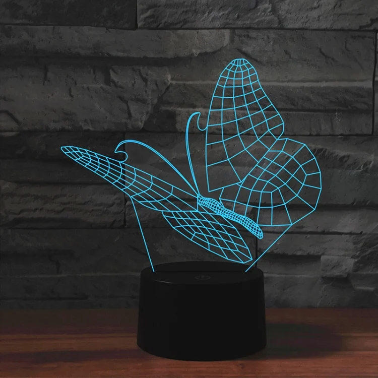 Butterfly Shape 3D Colorful LED Vision Light Table Lamp, USB & Battery Version