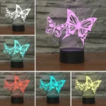 Two Butterflies Shape 3D Colorful LED Vision Light Table Lamp, Charging Touch Version - Image 3