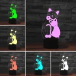 Cat Shape 3D Colorful LED Vision Light Table Lamp, USB Touch Version - Image 3