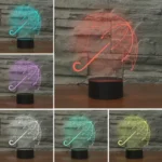 Umbrella Shape 3D Colorful LED Vision Light Table Lamp, USB & Battery Version - Image 3