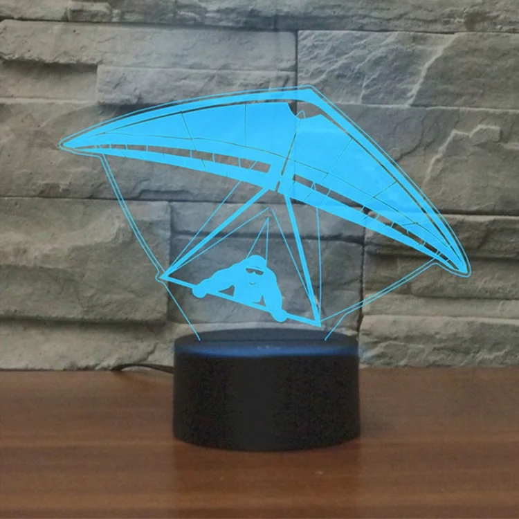 Hang Glider Shape 3D Colorful LED Vision Light Table Lamp, USB Touch Version