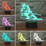 Skiing Shape 3D Colorful LED Vision Light Table Lamp, Crack Touch Version - Image 3