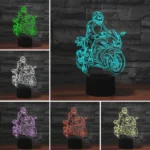 Motorcycle Shape 3D Colorful LED Vision Light Table Lamp, Crack Remote Control Version - Image 3