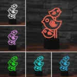 Three Birds Shape 3D Colorful LED Vision Light Table Lamp, USB & Battery Version - Image 3