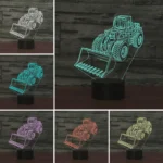 Excavator Shape 3D Colorful LED Vision Light Table Lamp, USB Touch Version - Image 3
