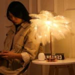 Creative Bedroom Feather Table Lamp Night Light Decorative Light - Image 5