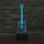 Five-string Guitar Shape 3D Colorful LED Vision Light Table Lamp, USB Touch Version