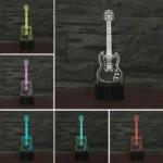 Five-string Guitar Shape 3D Colorful LED Vision Light Table Lamp, USB & Battery Version - Image 3