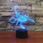 Scorpion Shape 3D Colorful LED Vision Light Table Lamp, 16 Colors Remote Control Version - Image 2