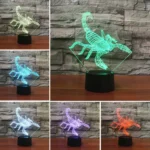Scorpion Shape 3D Colorful LED Vision Light Table Lamp, USB Touch Version - Image 3