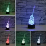 Guitar Shape 3D Colorful LED Vision Light Table Lamp, USB & Battery Version - Image 3