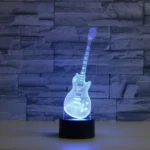 Guitar Shape 3D Colorful LED Vision Light Table Lamp, Crack Remote Control Version - Image 2