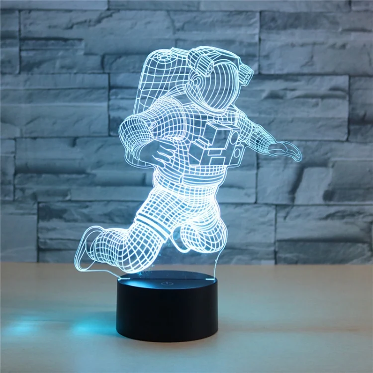 Astronaut Shape 3D Colorful LED Vision Light Table Lamp, Crack Remote Control Version