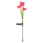 Simulated Lily Flower 4 Heads Solar Powered Outdoor IP55 Waterproof LED Decorative Lawn Lamp, White Light - Image 2